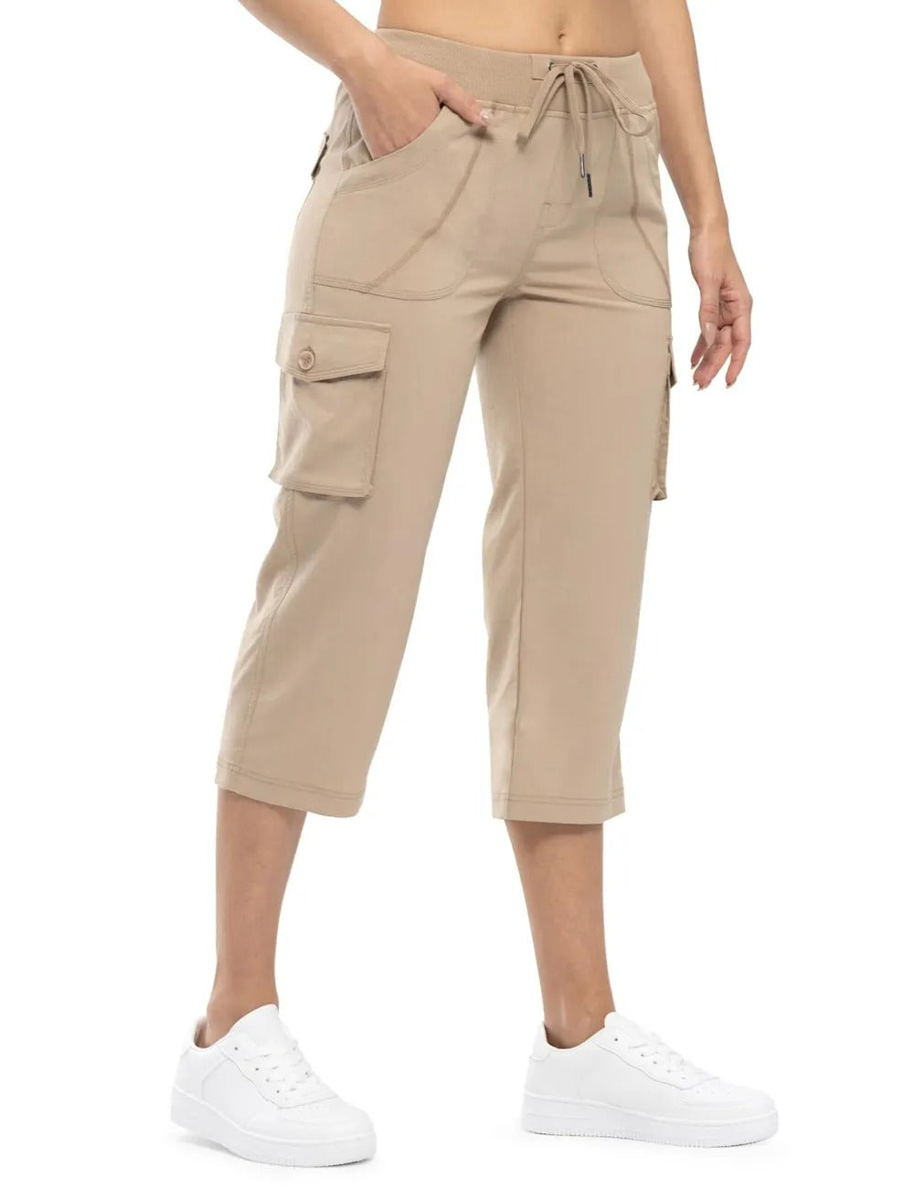 Women’s Loose Fit Lightweight Capri Cargo Pants – Casual 3/4 Trousers with 6 Pockets