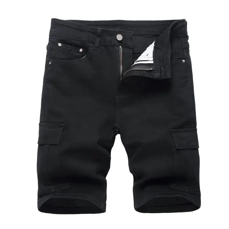 Men's Ripped Denim Shorts, Stretch, Distressed Street Style
