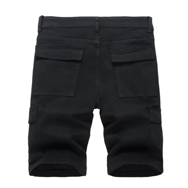Men's Ripped Denim Shorts, Stretch, Distressed Street Style