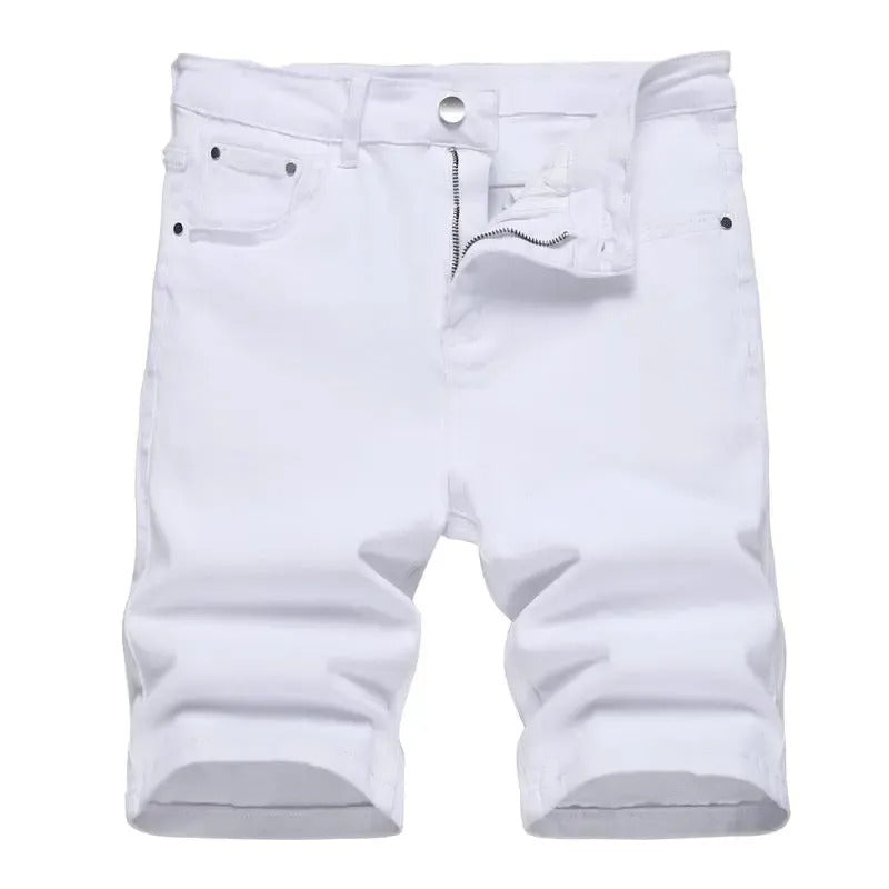 Men's Ripped Denim Shorts, Stretch, Distressed Street Style