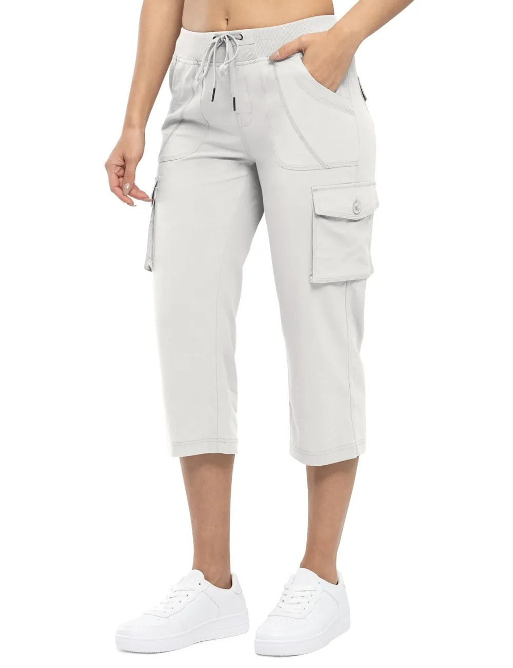 Women’s Loose Fit Lightweight Capri Cargo Pants – Casual 3/4 Trousers with 6 Pockets