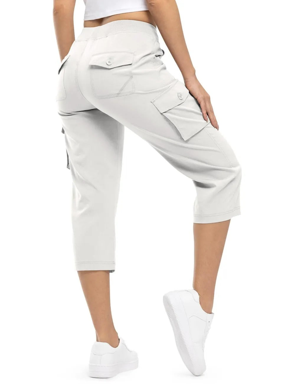 Women’s Loose Fit Lightweight Capri Cargo Pants – Casual 3/4 Trousers with 6 Pockets