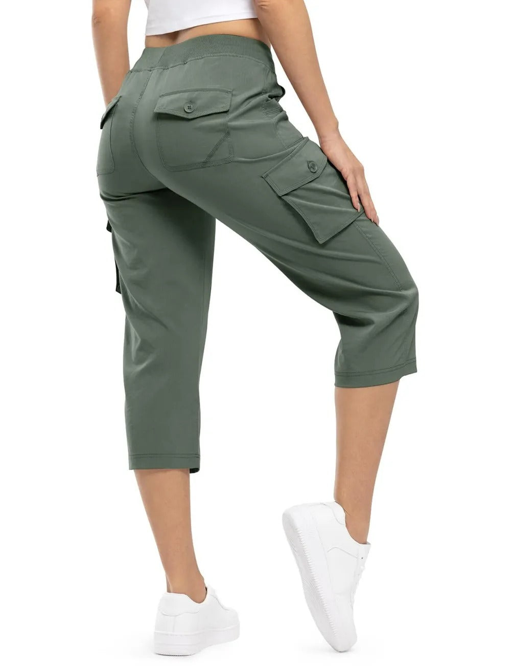 Women’s Loose Fit Lightweight Capri Cargo Pants – Casual 3/4 Trousers with 6 Pockets