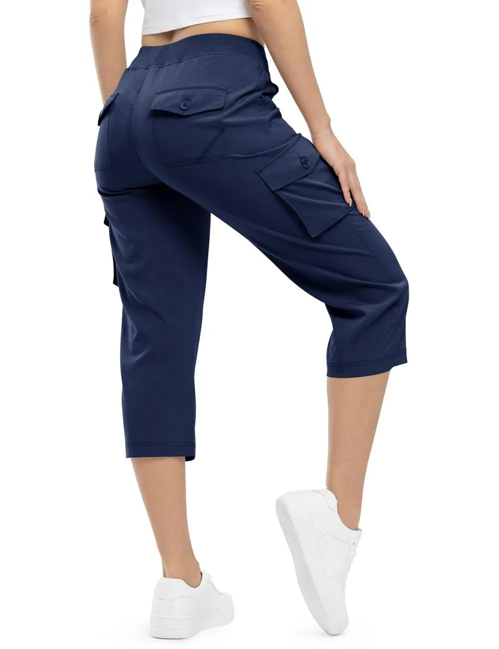 Women’s Loose Fit Lightweight Capri Cargo Pants – Casual 3/4 Trousers with 6 Pockets