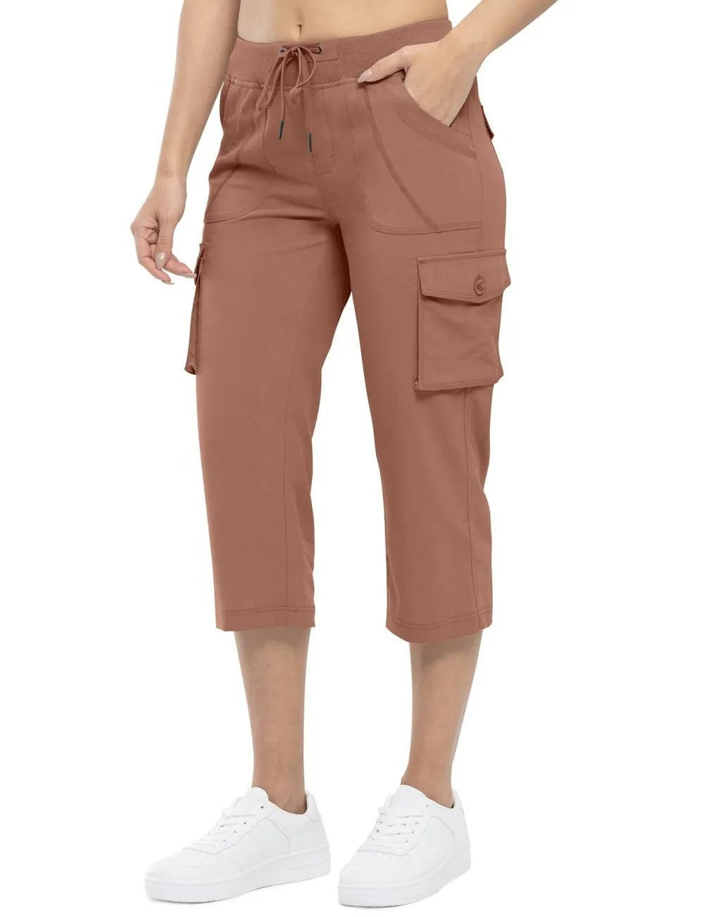 Women’s Loose Fit Lightweight Capri Cargo Pants – Casual 3/4 Trousers with 6 Pockets