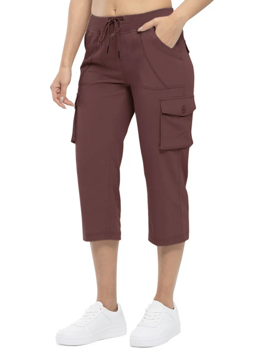 Women’s Loose Fit Lightweight Capri Cargo Pants – Casual 3/4 Trousers with 6 Pockets