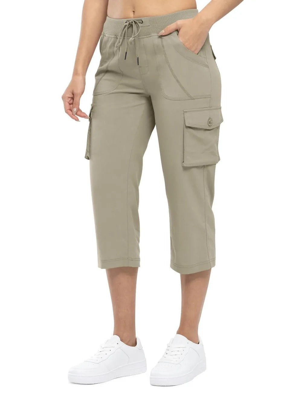 Women’s Loose Fit Lightweight Capri Cargo Pants – Casual 3/4 Trousers with 6 Pockets