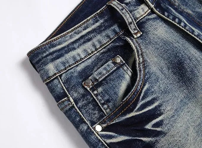 Men's Ripped Denim Shorts, Stretch, Distressed Street Style