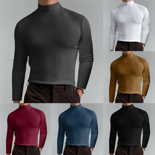 👕 60% OFF NOW! ✨ Men's High Neck Slim Fit T-Shirt - Stretchy & Breathable Fabric, Modern Style for Gym or Casual Wear 🏃‍♂️📦
