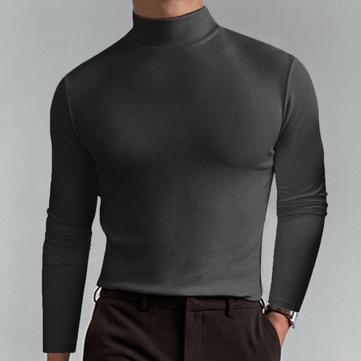 👕 60% OFF NOW! ✨ Men's High Neck Slim Fit T-Shirt - Stretchy & Breathable Fabric, Modern Style for Gym or Casual Wear 🏃‍♂️📦