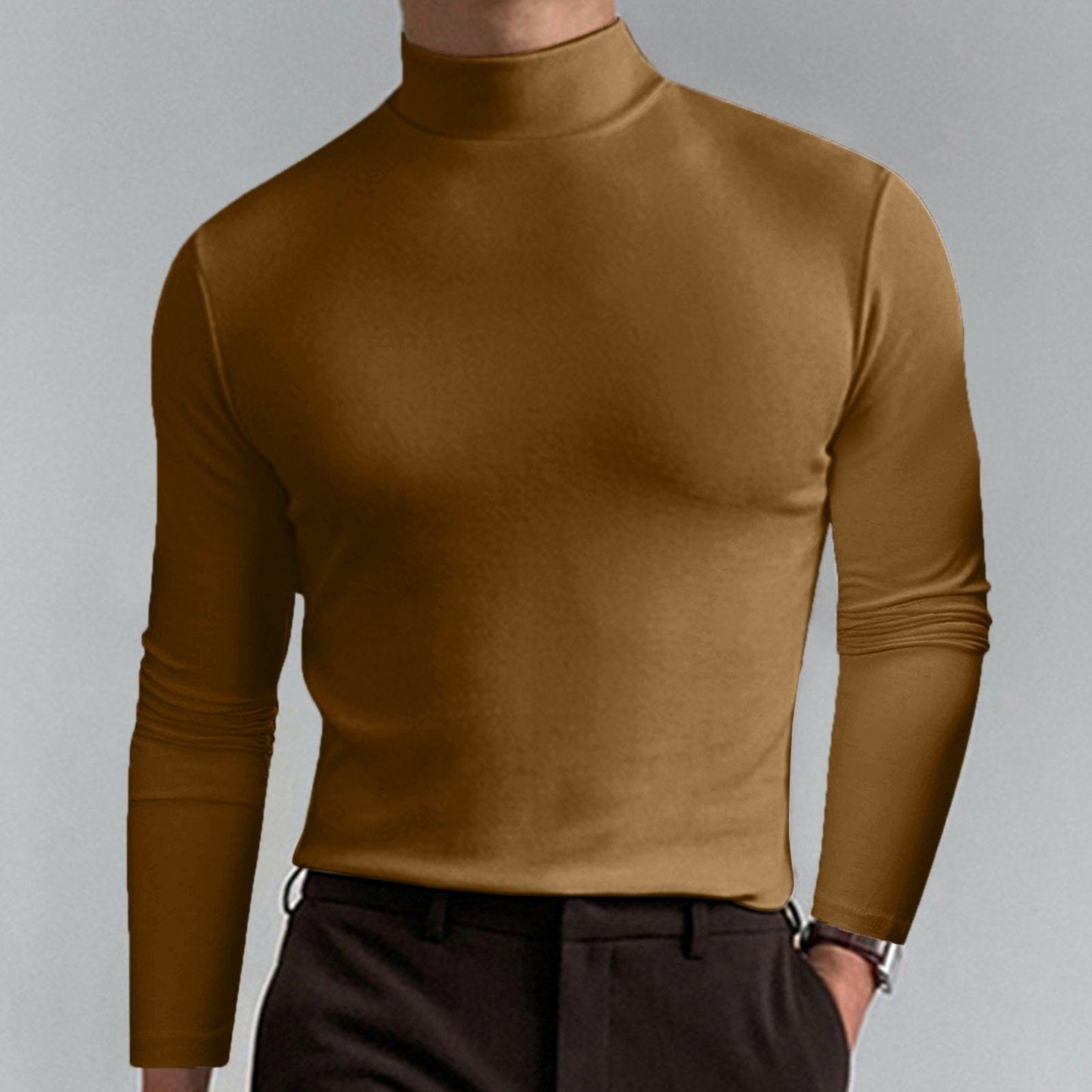 👕 60% OFF NOW! ✨ Men's High Neck Slim Fit T-Shirt - Stretchy & Breathable Fabric, Modern Style for Gym or Casual Wear 🏃‍♂️📦