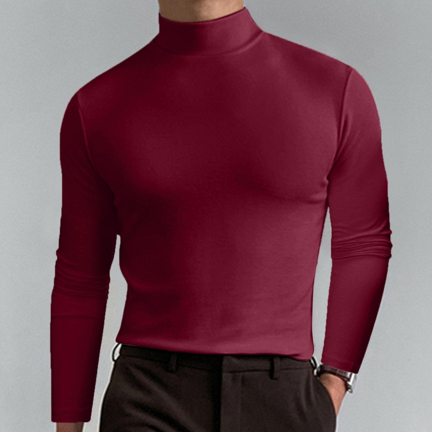 👕 60% OFF NOW! ✨ Men's High Neck Slim Fit T-Shirt - Stretchy & Breathable Fabric, Modern Style for Gym or Casual Wear 🏃‍♂️📦