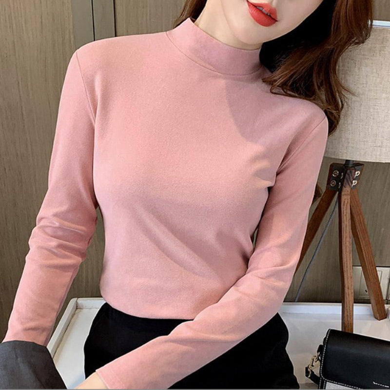 🔥Limited stock available 60% OFF🔥Women's Comfortable Solid Color Half High Neck Long Sleeve Top