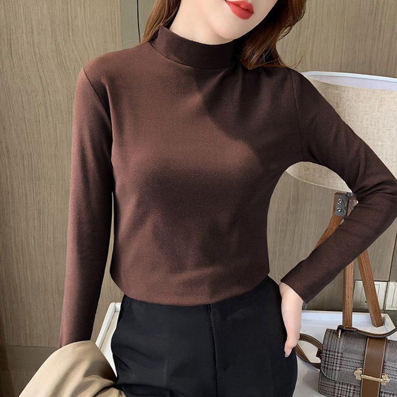 🔥Limited stock available 60% OFF🔥Women's Comfortable Solid Color Half High Neck Long Sleeve Top